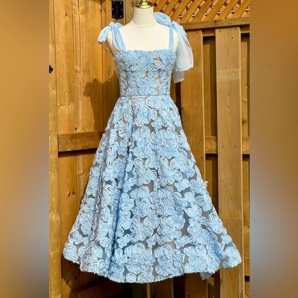🆕 BRONX & BANCO 🧿 NWOT Sabrina Blue Midi Dress, Sz S - US 4 - Picture 17 of 17
